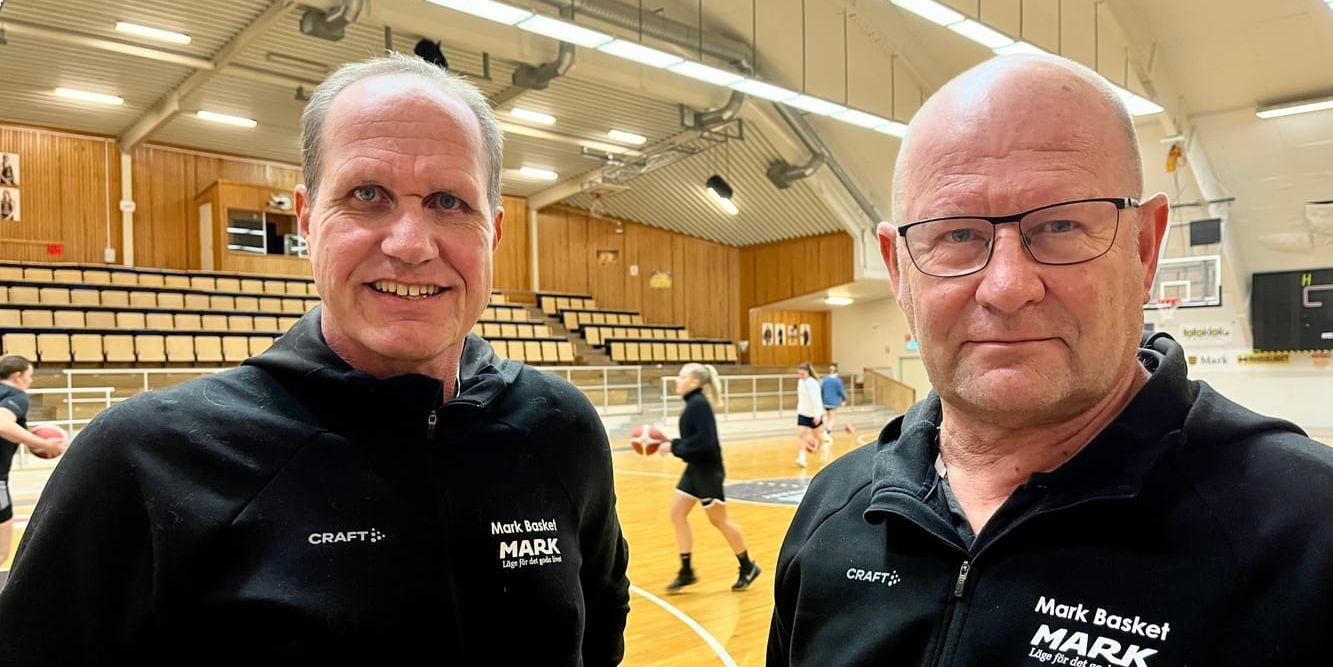 Fredrik Almqvist och Frank Alm, coacher i Mark basket. 